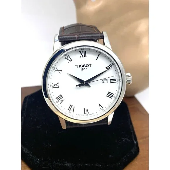 Tissot Men's Watch T1294101601300 Swiss Quartz White Dial Brown Leather 42mm - Picture 13 of 14